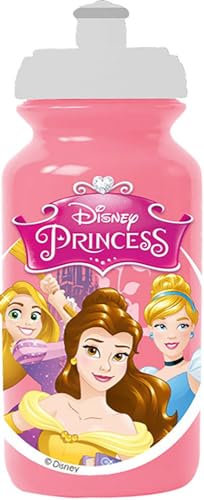 Tataway Borraccia rosa per bambine in plastica Disney Principesse da 380 ml con chiusura antigoccia e banda antiscivolo