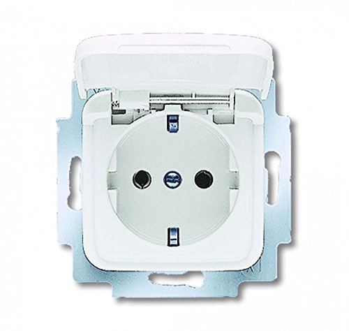 Busch-Jaeger 20EUK-214 BUSC Steckdoseneinsatz SCHUKO 20 EUK-214 Steckdose Mit Klappdeckel, Alpinweiß