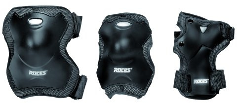 Roces - Super confezione tripla di protezioni polsi/gomiti/ginocchia unisex per adulto, nero (nero), M