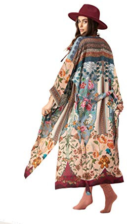 NFASHIONSO Women's Fashion Geometry Print Cover ups Tunic Kimono Cardigan Shawl