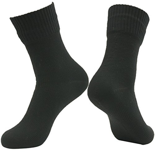 RANDY SUN Waterproof Hiking Socks For Men, Climbing Running Spelunking Exploring Outdoor Socks Gardening Yard Work Rainy Days Socks Elastic Cuff And Cushioned Footed(1 Pair Midcalf Black L)