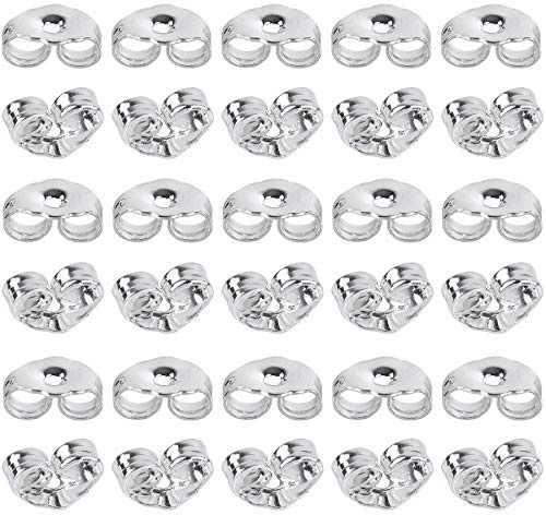 SANNIX 30 Stück 925 Sterling Silber Ohrstecker Verschluss, Ohrring Verschluss, Ohrring Stecker, Ohrring Stecker Verschluss für Schmuckherstellung Ohrsteckerverschluss
