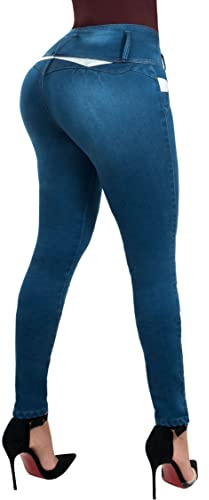 Fiorella Shapewear Butt Lifter Women Jeans High Rise Waist Push Up Levanta Cola Pantalones Colombianos 510BB Blue Size 11 USA / 16 COL