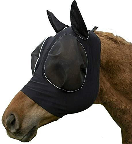 WHATON Máscara De Mosca De Caballo Con Orejas, Máscara De Mosca De Caballo Profesional, Máscara De Mosca De Caballo Con Protección UV, Extra Comodidad, Máscara De Mosca De Caballo, Agarre De Malla Sua