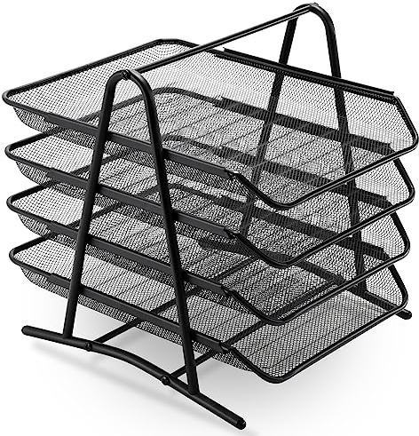 Marbrasse Schreibtisch-Organizer,Briefablage,Stapelbar,in Ablagen für Schreibtisch,Zeitschriften,Büro Organizer, Schreibtischordner Aufbewahrung(Schwarz)