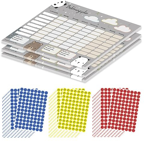 PRICARO Belöningsplan björnar, magnetisk, A4, 25 ark, 3 stycken