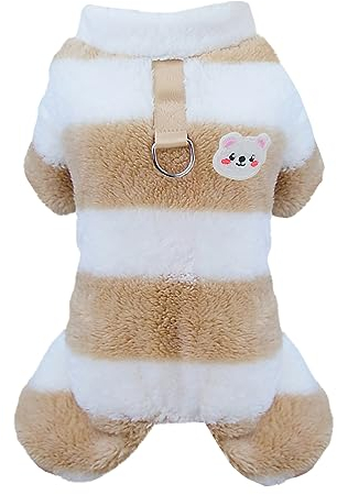 Izefia Hund Pullover Kleidung Fleece Wolle Winter Warmes Sweatshirt 4-Beine Jumpsuit Pyjamas Regenbogenstreifen für Kleine Mittlere Hunde Katze