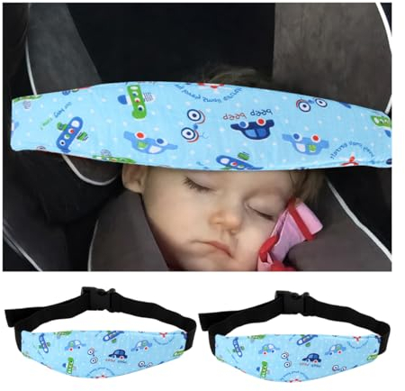 JNNJ 2 Piezas Suave Seguridad Del Bebé Asiento Del Coche De La Correa De Soporte, Banda Para La Cabeza Asiento Niño, Ajustable Asiento Del Coche Infantil Correa De Sujeción(Coche Azul)