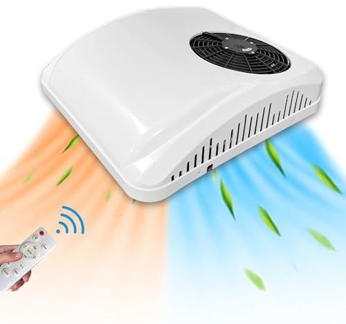 Aspligo DC 12V-Klimaanlage 8800BTU Elektrisches Parken Dach RV 12V Wechselstrom Einheit für LKW Wohnmobil Anhänger Elektrischer Scrollkompressor Kraftstoffsparend nur Kühlung
