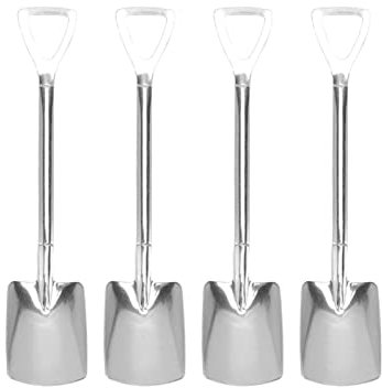 Set di 4 Cucchiai da Dessert, Mini Cucchiaio Riutilizzabile a Forma di Pala in Acciaio Inossidabile da 6 Pollici per Gelato, Frutta, Caffè, Yogurt, Torta(Pala quadrata)