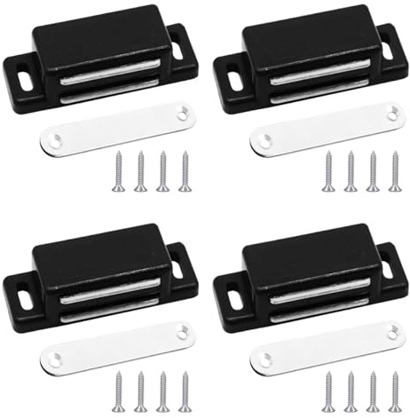 4 Pezzi Chiusura Magnetica con Calamita per Ante e Credenze, chiusure magnetiche per Mobili, Cerniera Magnetica, Sportelli Dell'armadio, per Cucina e Casa, guardaroba, cassetti, persiane (nero)