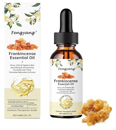 Fengyang® Encens Oliban Bio Huile Essentielle Pure, Frankincense Essential Oil Pure et Naturelle, pour Le Corps, Soins Capillaires, Diffuseurs, Massage