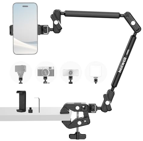 NEEWER BASICS Supporto Tavolo Magic Arm, 55cm Braccio Microfono Overhead Porta Cellulare Scrivania con Filettature 1/4 3/8 per ARRI, per DSLR Action Cam Webcam Mic Luce LED per Rirpese Video, UA061
