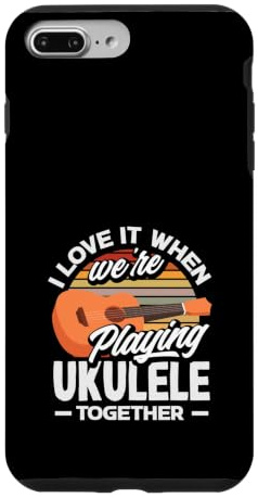 J'adore Quand Nous jouons du ukulélé Ensemble Retro Sun Coque pour iPhone 7 Plus/8 Plus