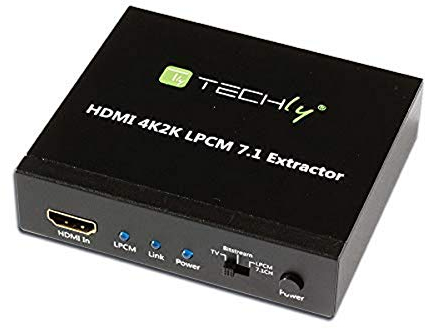 Techly 025756 Estrattore Audio LPCM 7.1 da HDMI 4K UHD 3D Nero