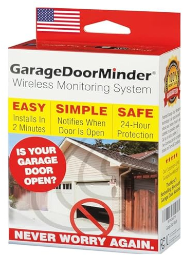 Garage Door Minder® Version II. 100% Wireless. Installs in Two Minutes! No Wi-Fi. in-Home Monitor & Alert System. Great for Seniors!