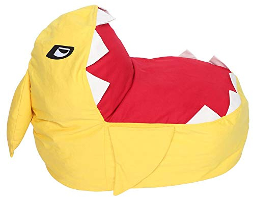 Zerodis Extra Große Sitzsack Hai Stofftier Lagerung Sitzsack Stühle Weichem Plüschtier Organizer Flauschigen Liege Sofa für Kinder Erwachsene Sitzen und Schlafen (Gelb)