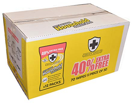 Bulk Box of 12 Packets of 70 Sheets of Household Surface Wipes