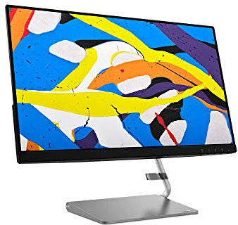 Lenovo Q24i-1L 24 Inch FHD Gaming Monitor with EyeSafe and Stylish Design (IPS Panel, 75Hz, 4ms, HDMI, VGA, FreeSync, Metal Stand with Speakers) - Tilt Stand