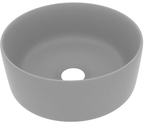 vidaXL Lyxigt runt handfat matt ljusgrå 40x15 cm keramik