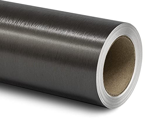 Folindo® 3D Chrom gebürstet Anthrazit Autofolie (13€/m²) | 100 x 152 cm | Selbstklebende Luftkanal Folie zur Auto Folierung | Blasenfrei