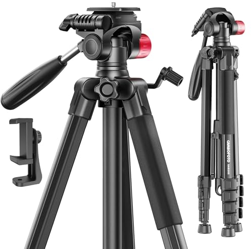 CAMBOFOTO 188 cm Kamerastativ, porfessionelles Aluminium, Robustes Vlog/Videoaufnahme-Stativ mit Reisetasche für spiegellose DSLR/Handy/Camcorder/Spektive