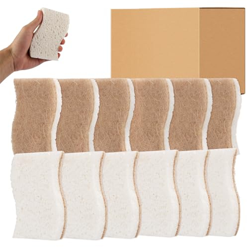 12 Stück Spülschwamm Nachhaltig Wiederverwendbare Küchenschwamm Spülschwämme Umweltfreundlicher Spülschwämme Ökologische Naturschwämme Nachhaltiger Kokosschwamm für Geschirr, Töpfen, Schüssel, Teller