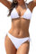 SHEKINI Bikini Set Damen Ties-up Neckholder klassischer Triangel Bikinioberteil Bedruckter Bikini Damen Sexy Triangel Verstellbare Bikinihose(M,Weiß)