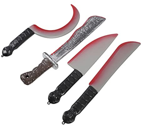 VICASKY 4pièces Couteaux Plastique Sanglants pour Halloween Accessoires De Fête Jouets De Farces Et Décorations Effrayantes