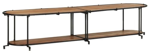 Homgoday Arredo Mobile Porta TV 200x42x40 cm in Legno Massello di Acacia, Mobile Porta TV Mobiletto Basso per TV per Tavolino da Salotto Industriale Supporto TV Soggiorno
