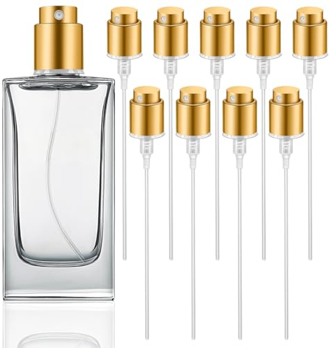 FOMIYES Perfume Pump Spray Head 10Pcs Golden 13mm Neck Atomizer Nozzle for DIY Fragrance Bottles Fine Mist Replacements Press Pump Sprayer Cap for Refillable Cologne Bottles