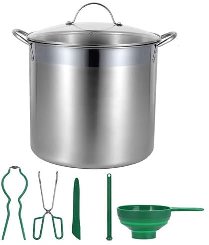 Canning Pot ＆ Canning Kit 7Pcs/Set 21.5 Qt Water Bath Canner Pot Food Grade Stainless Steel with Rack and Lid Supplies