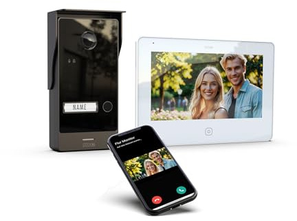 m-e ALLVISO Video Türsprechanlage, 2 Draht IP Bus, Aufputz Gegensprechanlage mit Kamera und Türöffner, 7 Monitor I kostenlose Handy App, Türklingel mit Kamera und Türöffner fürs 1 Familienhaus