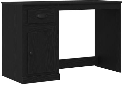 vidaXL Escritorio Moderno con Almacenamiento Roble Negro 50X115X75 cm Madera Aglomerada Mesa De Escritura Chic Ideal para Home Office Estudio Muebles Compactos