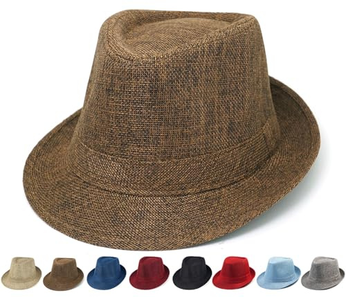 Initlove Mens Fedora Hat Unisex Classic Panama Hats Short Brimmed Trilby Hats