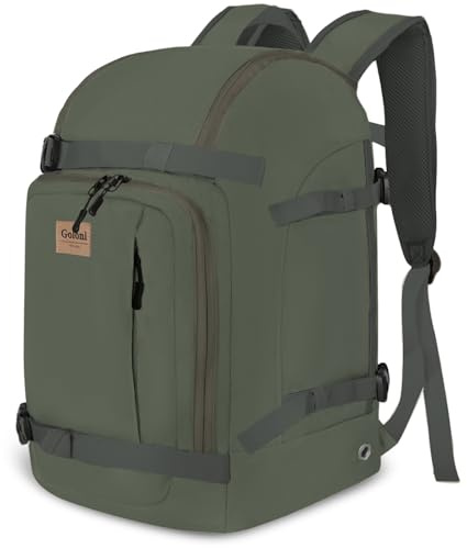 50L Ski Backpack - Water-resistant Ski Boot Bag for Men & Women, Ski Bag with Helmet Holder, Separate Compartments for Goggles, Gloves, Snowboard & Accessories, Durable Ski Carry On Backpack