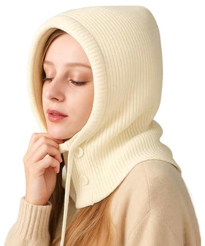 OIXEYA Sombreros de Invierno para Las Mujeres Pasamontañas de Punto Beanie Sombrero con Capucha Bufanda