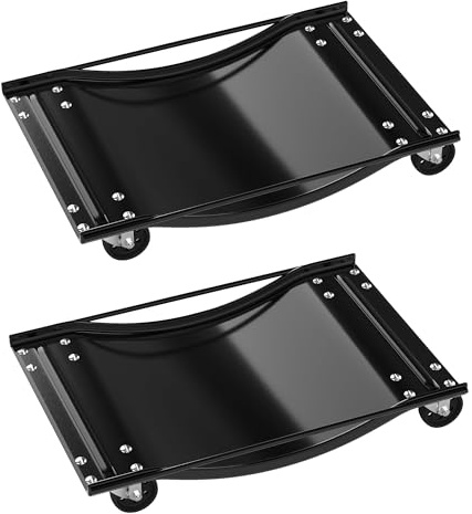 Car Wheel Dolly Set of 2 – 2300 kg Tire Stake Cart with Lockable 360° Casters, 4.5mm Thick Steel Tyre Skates, Vehicle Dolly Upgraded, Steel Tire Skates with Brakes, for Moving Cars,Trucks