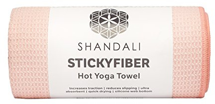 Hot Yoga Towel - Shandali Stickyfiber Yoga Towel - Mat-Sized, Microfiber, Super Absorbent, Anti-slip, Injury Free, 24 x 72 - Best Bikram Yoga Towel - Exercise, Fitness, Pilates, and Yoga Gear; Lifetime Guarantee (Sakura Pink, Standard)
