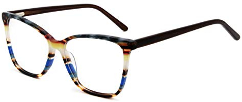 RICH MODE Übergroße mehrfarbige braune Brille nicht verschreibungspflichtiger optischer Acetatrahmen für Frauen und Mädchen