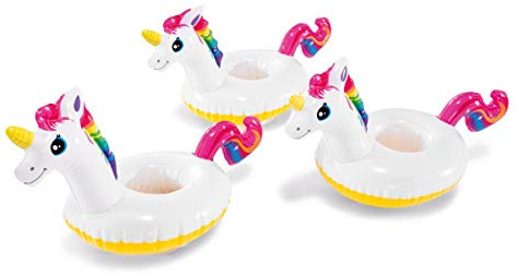 Intex 57506NP - Aufblasbarer Getränkehalter Einhorn, 3 Stück, Vinyl, Weiß, 38x17x20 cm