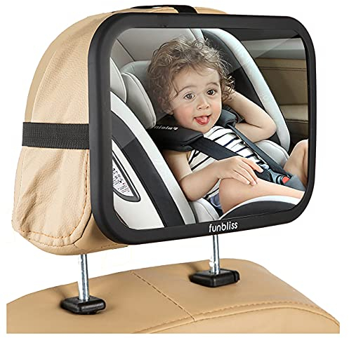 Baby Car Mirror Most Stable Backseat Mirror with Premium Matte Finish-Super Clear PMMA Material Mirror-Safe, Secure and Shatterproof,Black