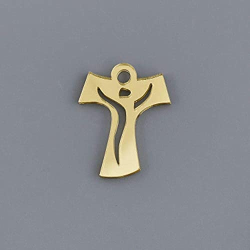 12X CROCE TAO in plexiglass ORO 4 cm DECORAZIONE BOMBONIERA