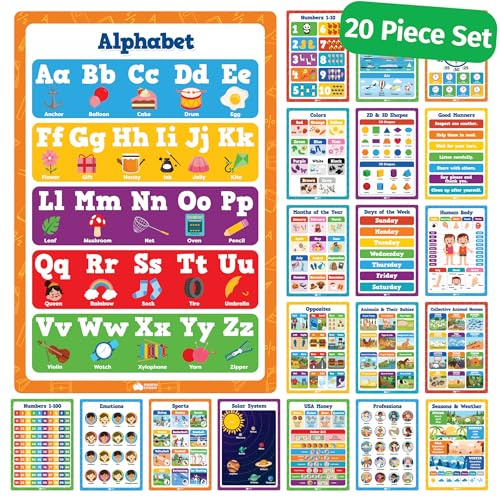 Momo & Nashi Set of 20 Educational Posters 16x11 inch Classroom Decor Classroom Must Have Supplies Preschool Learning Activities