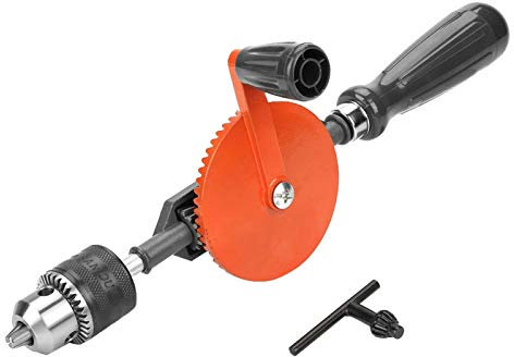 Perceuse à main-perceuse à manivelle portable Mini perceuse manuelle avec double pignon pour bois en plastique(3/8)