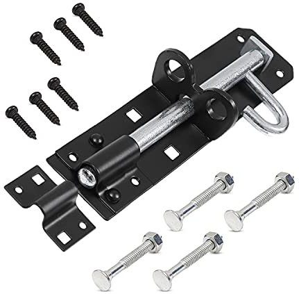 ZAVIA Brenton Bolt Door Lock | 8 (202mm) Black Powder Coated Gate Bolts for Wooden Gates | Strong Sliding Bolt Lock for Garden, Shed, Barn & Storage Doors