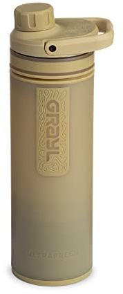 GRAYL UltraPress 500 ml Filtre à eau pour l'extérieur Eau potable I Élimine 99,99% de toutes les bactéries et virus I Parfait pour le camping, la survie et les voyages (Desert Tan)