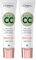 L'Oréal Paris Magic CC Cream 24H Hidratante Anti-Rojeces Crema Verde 5en1 Tono Universal Efecto Piel Aterciopelada Larga Duración - 2 x 30ml frascos