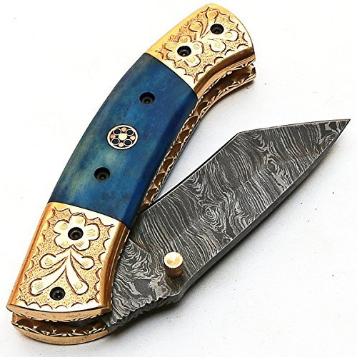 PAL 2000 KNIVES Couteau pliant - Couteau de poche fait main en acier de Damas CHA-8843