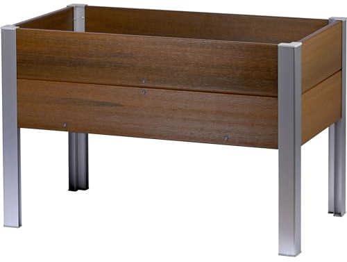 dobar® WPC-Hochbeet auf Stelzen für Garten und Balkon als Bausatz in Holzoptik - Pflanzkasten wetterfest für Gemüse und Kräuter - 91 x 50 x 60 cm - Braun
